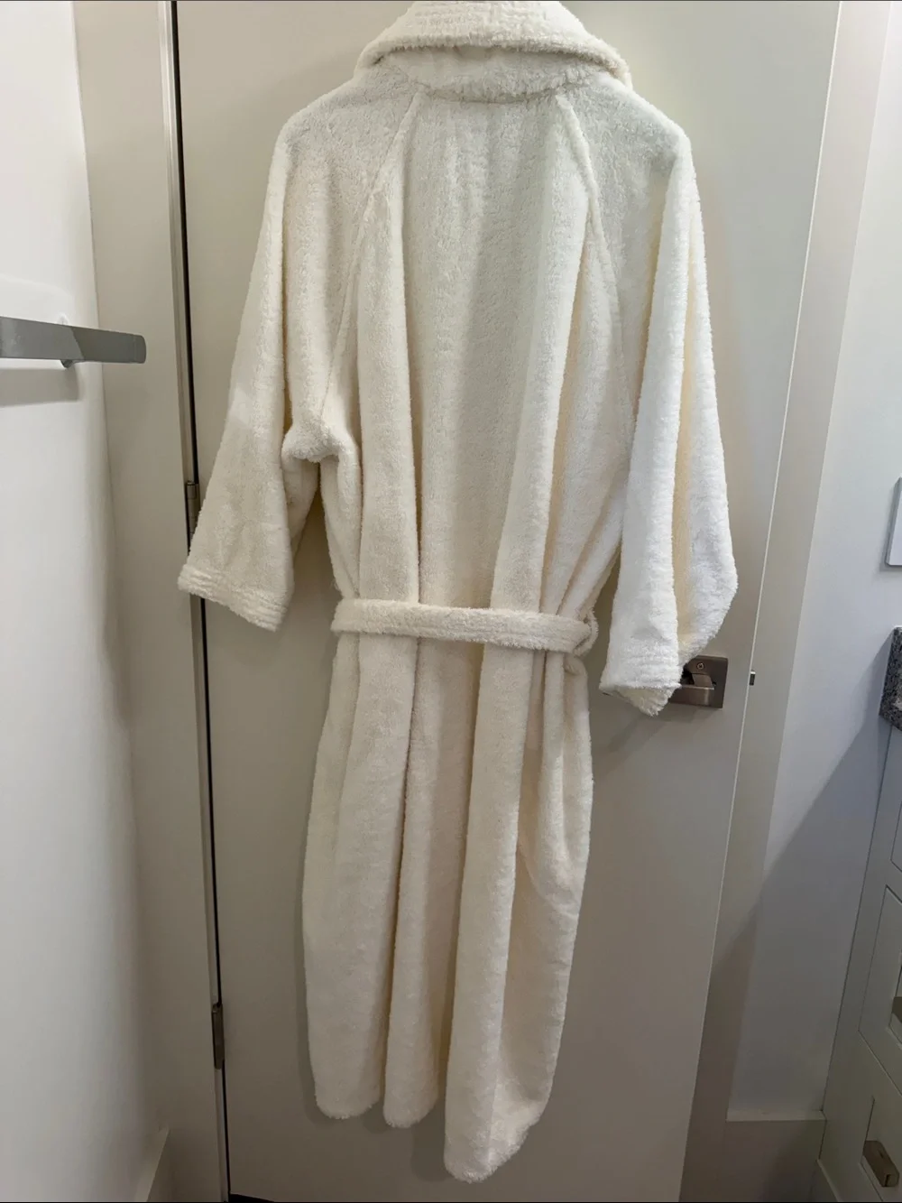 Plush White Bathrobe with Shawl Collar